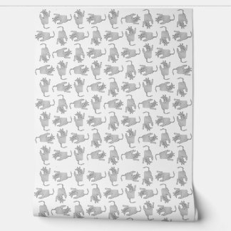 ハイアングルビューの斜めスケッチ猫モチーフ柄 壁紙