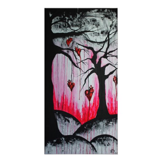 ハイアンドドライハートツリーズシュールゴシックオリジナルアート フォトプリント            (正面)