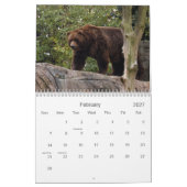ハイイログマくま017、灰色グマ カレンダー (2月 2027)