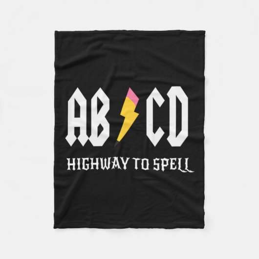 ハイウェイからスペルペンシル先生アンプ；学生用白 フリースブランケット (正面)