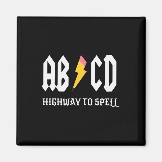 ハイウェイからスペルペンシル先生アンプ；学生用白 マグネット (正面)