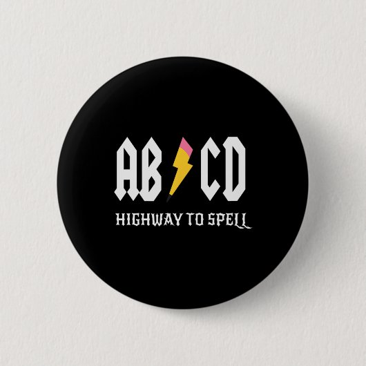 ハイウェイからスペルペンシル先生アンプ；学生用白 缶バッジ (正面)