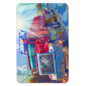 ハイウェイアートマグネット上の赤い貨物トラック マグネット (縦)