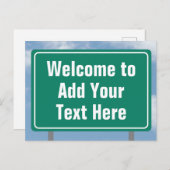 ハイウェイグリーンウェルカムサインと文字 ポストカード (正面/裏面)