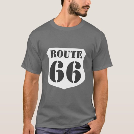 ハイウェイサインTシャツ – Route 66 – カスタマイズ可能 Tシャツ (正面)