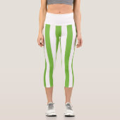 ハイウェイストカプリグリーン&ホワイトストライプ カプリレギンス (正面)