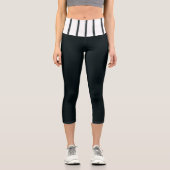 ハイウェイストカプリスブラック&ホワイト カプリレギンス (正面)