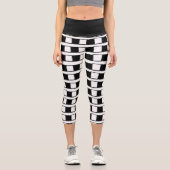 ハイウェイストカプリブラック&ホワイト市松模様に カプリレギンス (正面)