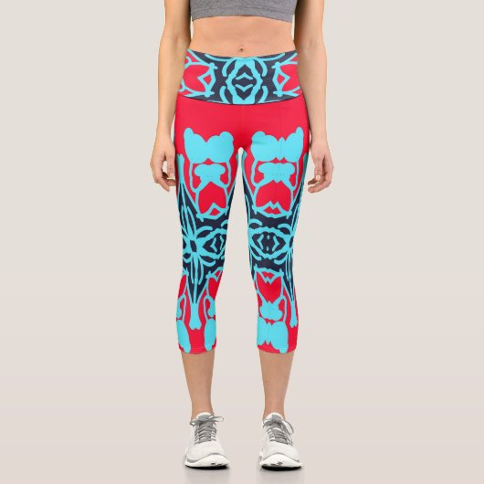 ハイウェイストキャプ数々のリス、カラークラシックデザイン カプリレギンス (正面)