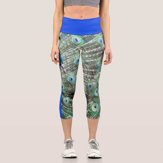 ハイウェイストピーコックプリントカプリス カプリレギンス (正面)