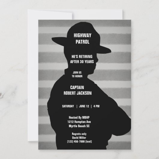 ハイウェイパトローマンリタイアメントパーティの招待状 招待状 (正面)