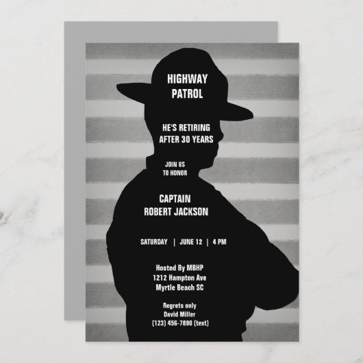 ハイウェイパトローマンリタイアメントパーティの招待状 招待状 (正面/裏面)
