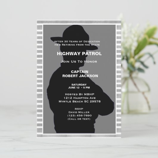 ハイウェイパトロールシルエット退職パーティー 招待状 (スタンド正面)
