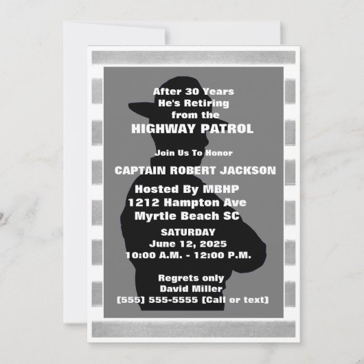 ハイウェイパトロール退職パーティの招待状 招待状 (正面)