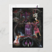 ハイウェイ失ったミックスメディアゴシックホラーオリジナルアート ポストカード (正面/裏面)