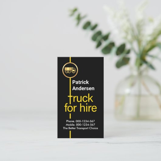 ハイウェイ用イエロートラック 名刺 (スタンド正面)