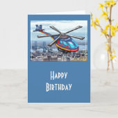 ハイウェイ飛んでいる上のハイヘリコプター カード (黄色い花)