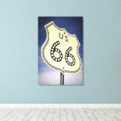 ハイウェイ66号標識 キャンバスプリント (インサイチュ (ウッドフロア))