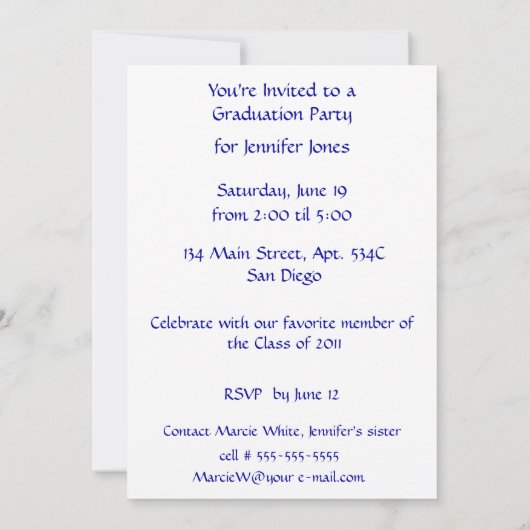 ハイウェイ·サイン卒業式大学が次期 招待状 (裏面)