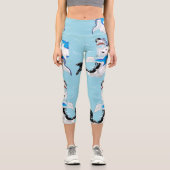 ハイウェストのキャプリス：サメが泳ぎを楽しむ カプリレギンス (正面)