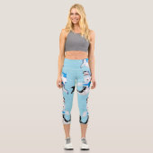 ハイウェストのキャプリス：サメが泳ぎを楽しむ カプリレギンス (正面)