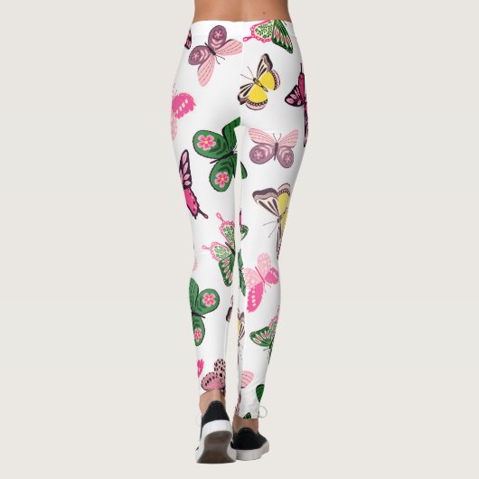ハイウェスト市松模様に蝶とアニマルプリント レギンス (裏面)