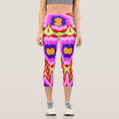 ハイウェストCapris、トレンディなマルチカラーデザインCa カプリレギンス (正面)