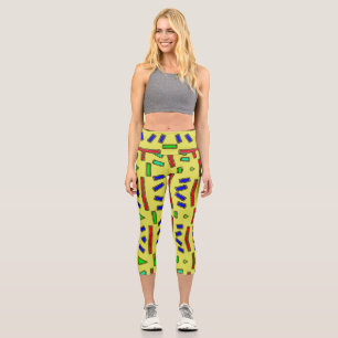 ハイウェストCapris、トレンディなマルチカラーデザインCa カプリレギンス