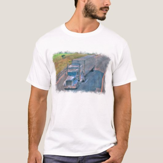 ハイウェーの貨物自動車の貨物トラックの運転手のギア Tシャツ (正面)