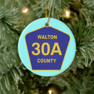 ハイウェー30A Walton郡フロリダの印 セラミックオーナメント