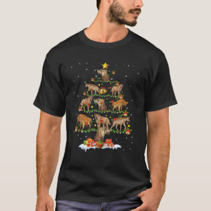 ハイエナおもしろいクリスマスツリーサンタハットハイエナクリスマスT Tシャツ