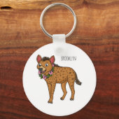 ハイエナと花の漫画イラストレーション キーホルダー (正面)