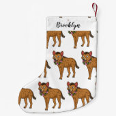 ハイエナと花の漫画イラストレーション スモールクリスマスストッキング (裏面)