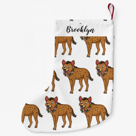 ハイエナと花の漫画イラストレーション スモールクリスマスストッキング (裏面)