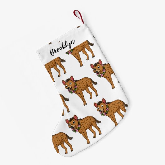 ハイエナと花の漫画イラストレーション スモールクリスマスストッキング (裏面 (吊り時))