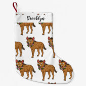 ハイエナと花の漫画イラストレーション スモールクリスマスストッキング (正面)