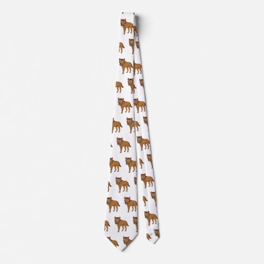 ハイエナと花の漫画イラストレーション ネクタイ (正面)