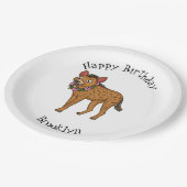 ハイエナと花の漫画イラストレーション ペーパープレート (アングル)