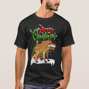 ハイエナのクリスマスデコレーションSanta Hyenaクリスマス Tシャツ