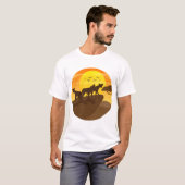 ハイエナのシルエット サバンナ 森 アート Tシャツ (正面フル)