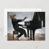 ハイエナのピアノ音楽プレイヤー ファンタジーアート ポストカード (正面/裏面)