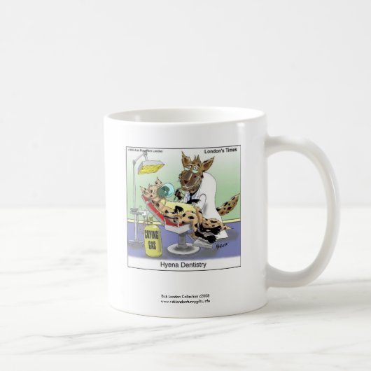 ハイエナの歯科医カートゥーン おもしろい 高品質 コーヒーマグ コーヒーマグカップ (右)