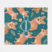 ハイエナパステルカラフルパタパーソナライズされたーン フリースブランケット (正面(横))