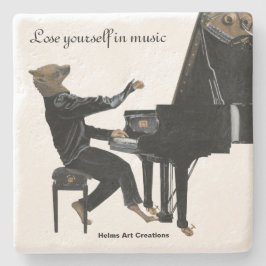 ハイエナピアノミュージックファンタジーアートストーンコースター ストーンコースター