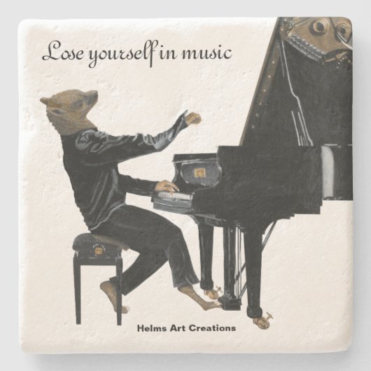 ハイエナピアノミュージックファンタジーアートストーンコースター ストーンコースター (正面)