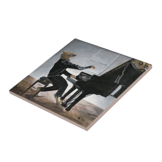 ハイエナピアノミュージックプレーヤーファンタジーアートセラミックタイル タイル (側面)