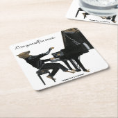 ハイエナピアノ奏者ファンタジー紙コースター スクエアペーパーコースター (アングル)