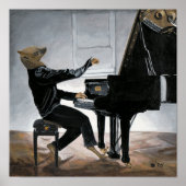 ハイエナピアノ音楽プレイヤーファンタジーウォールアートプリント ポスター (正面)