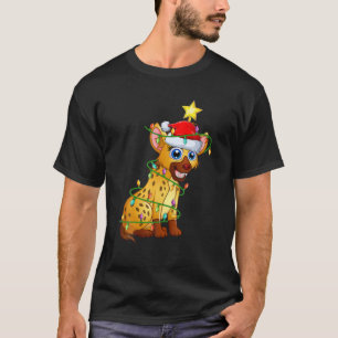 ハイエナ照明クリスマスツリーマッチングハイエナクリスマス Tシャツ