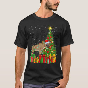 ハイエナ クリスマスツリー ライティング サンタ帽子 ハイエナ クリスマス Tシャツ